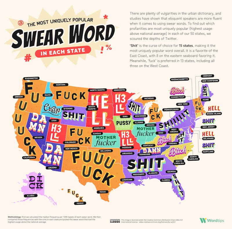 The United States of Cussing Most Unique Map