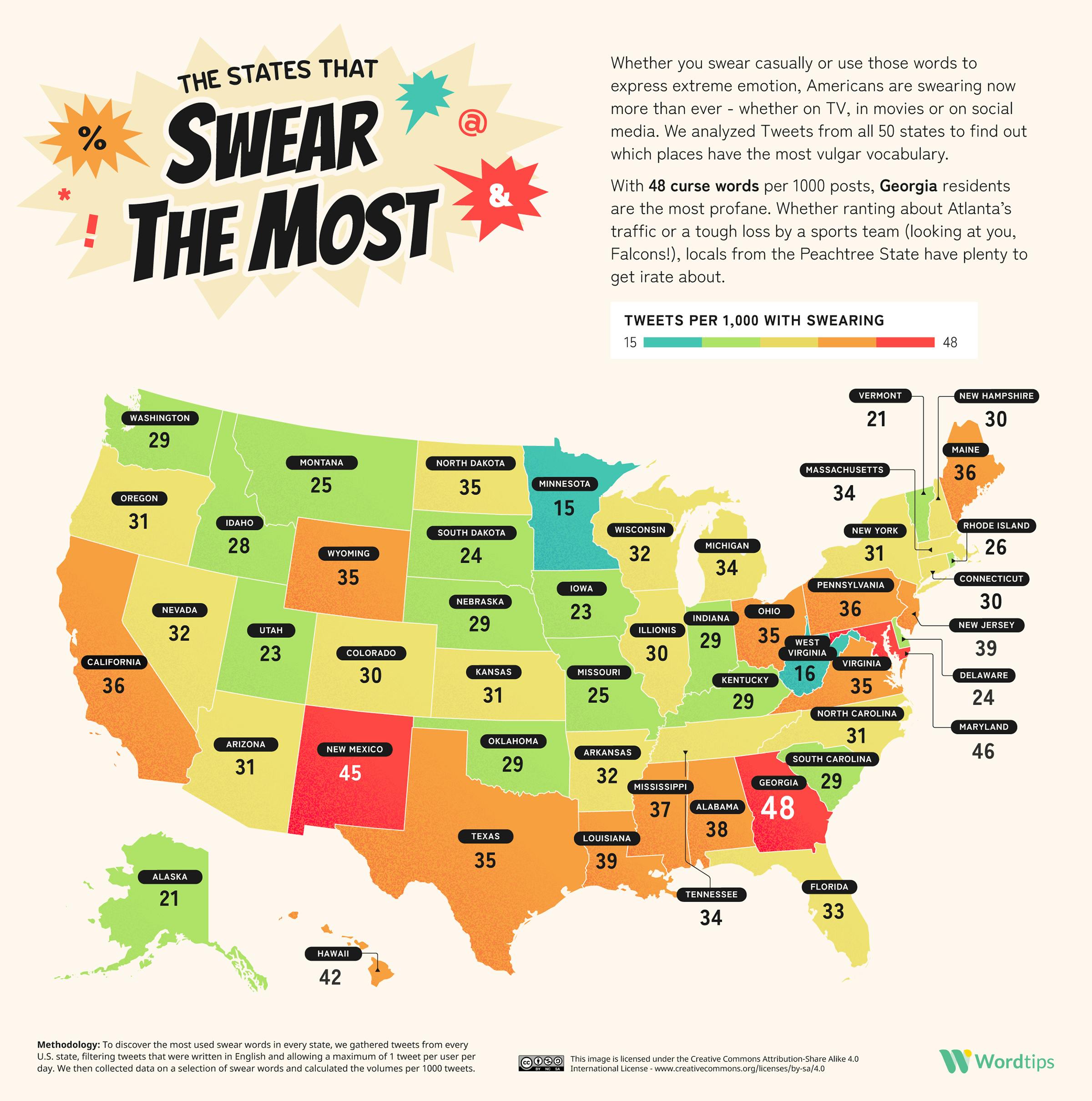 The United States Of Cussing Every Us States Favorite Swear Word Word Tips 