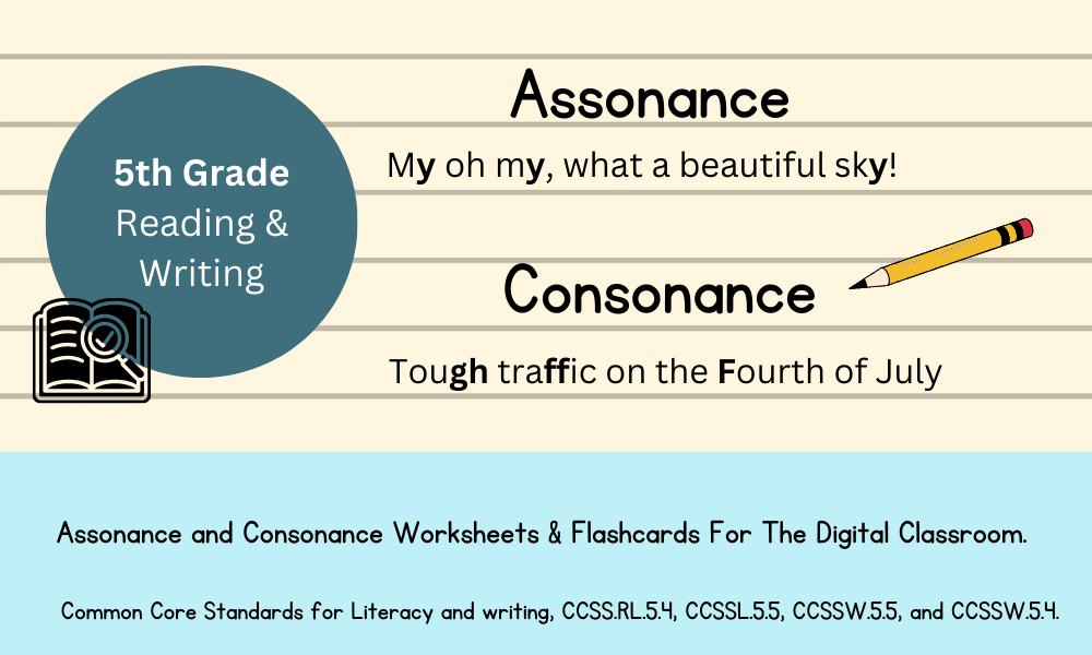 Assonance And Consonance Worksheets 5th Grade Reading & Writing - Grammar