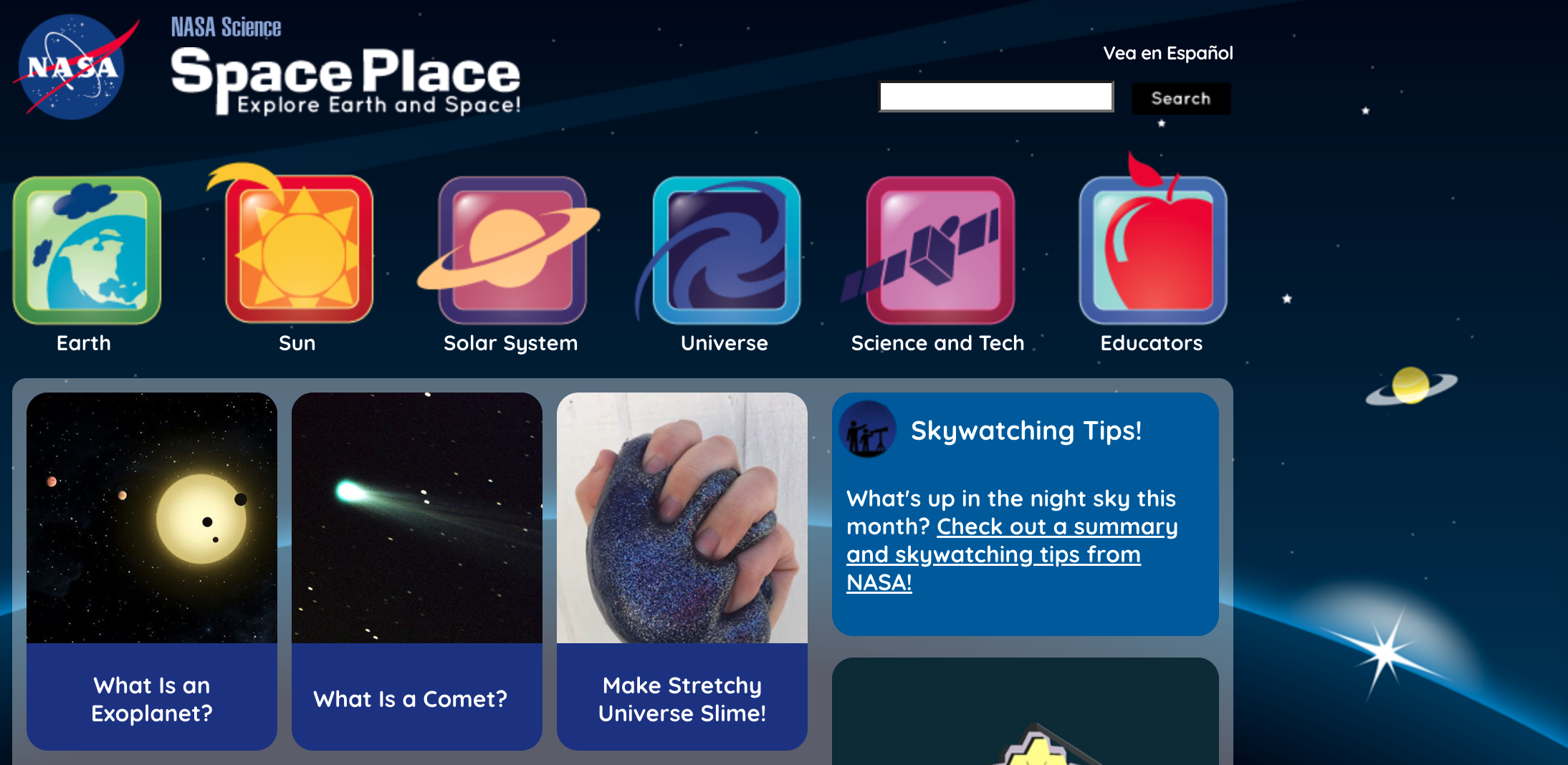 NASA Space Place Home Page