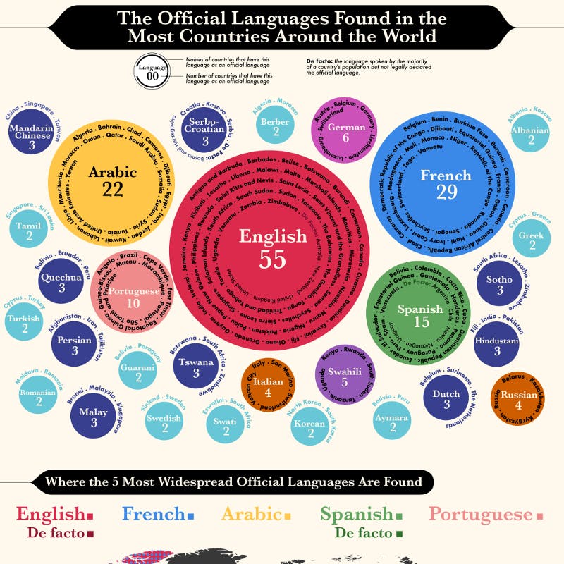 Official languages around the world Infographic