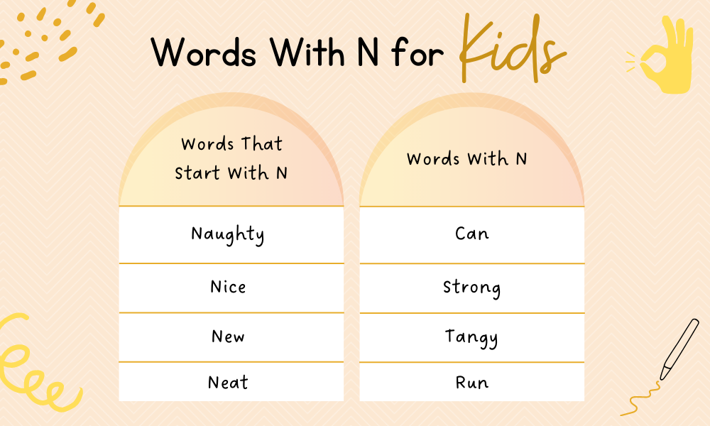 n words for kids, words that start with n, words with n, words with n for kids