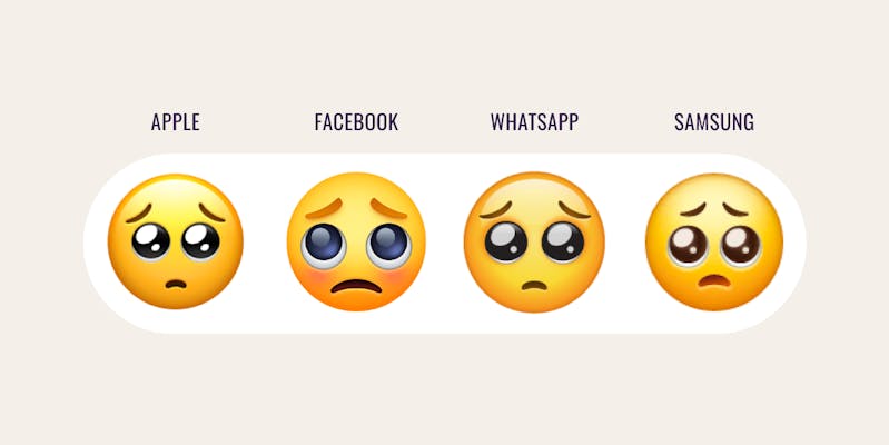 Confusing pleading emoji comparison