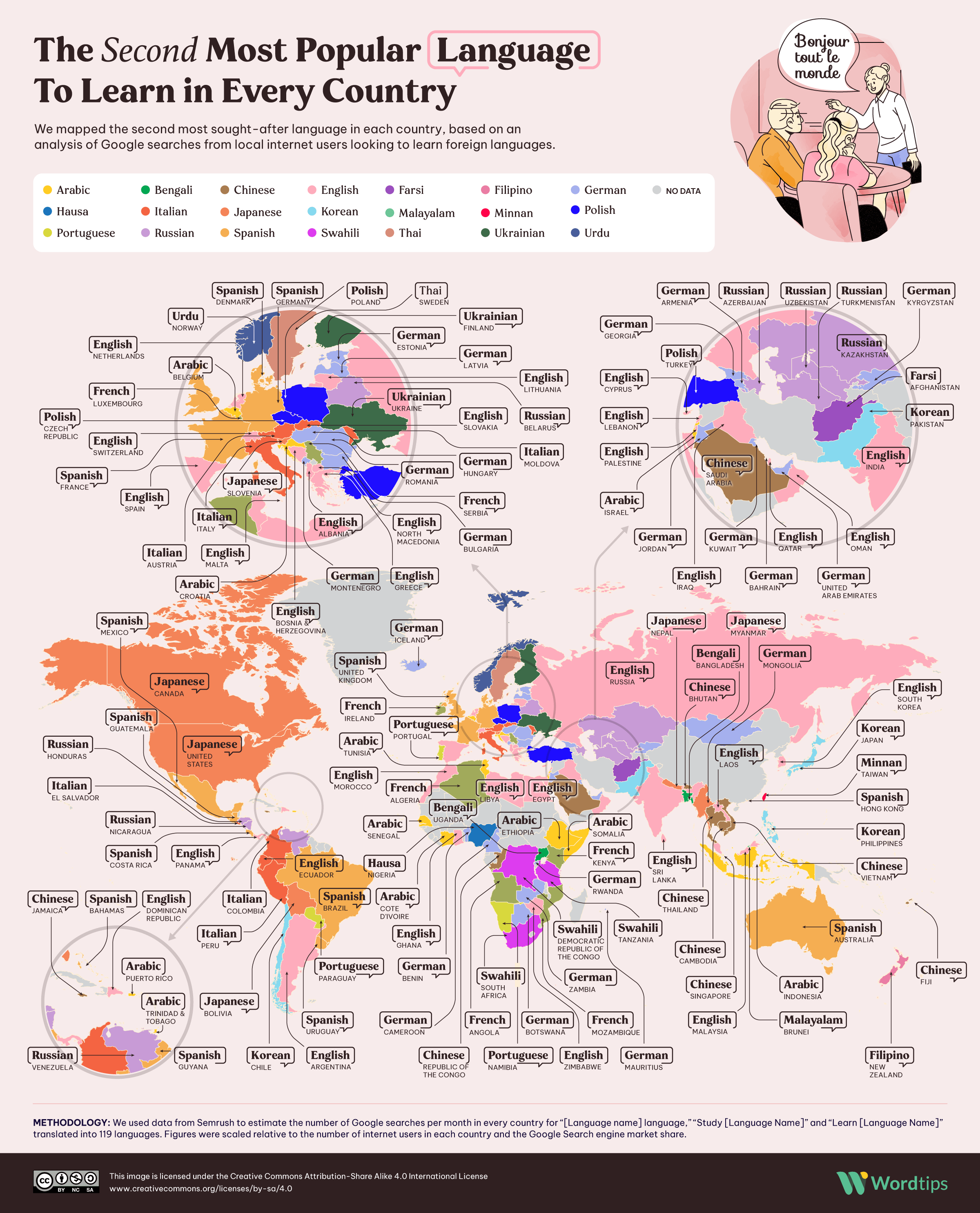 The Second Most Popular Language To Learn in Every Country