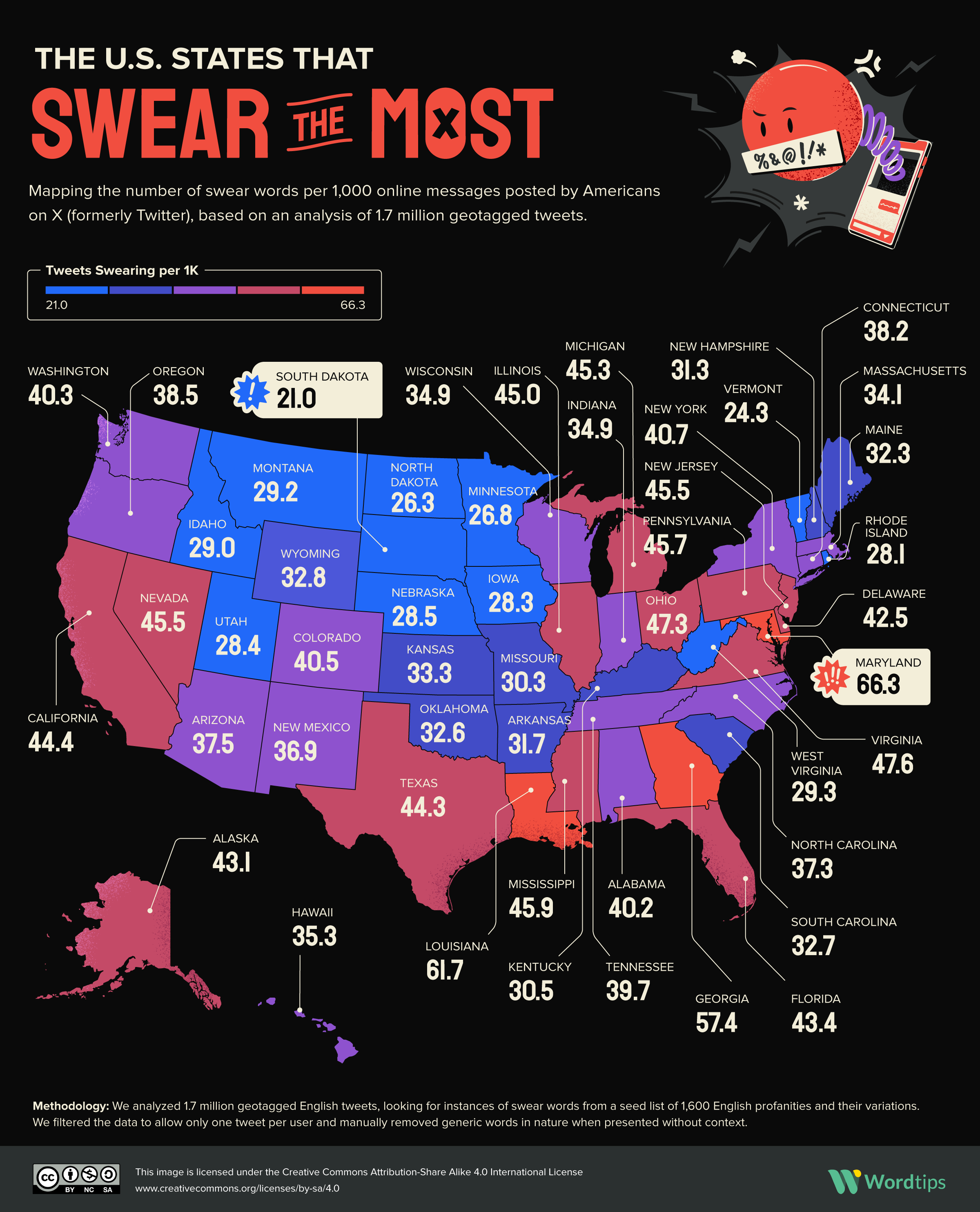 The US States That Swear the Most Map