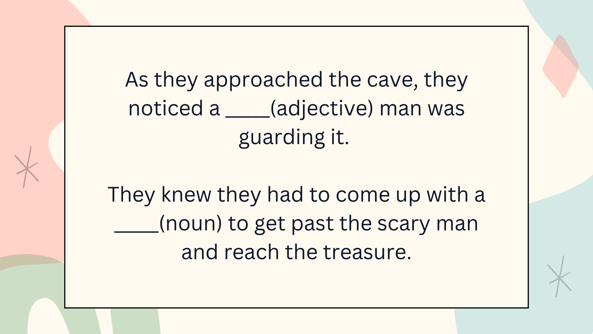 Parts of Speech Short Story Worksheet