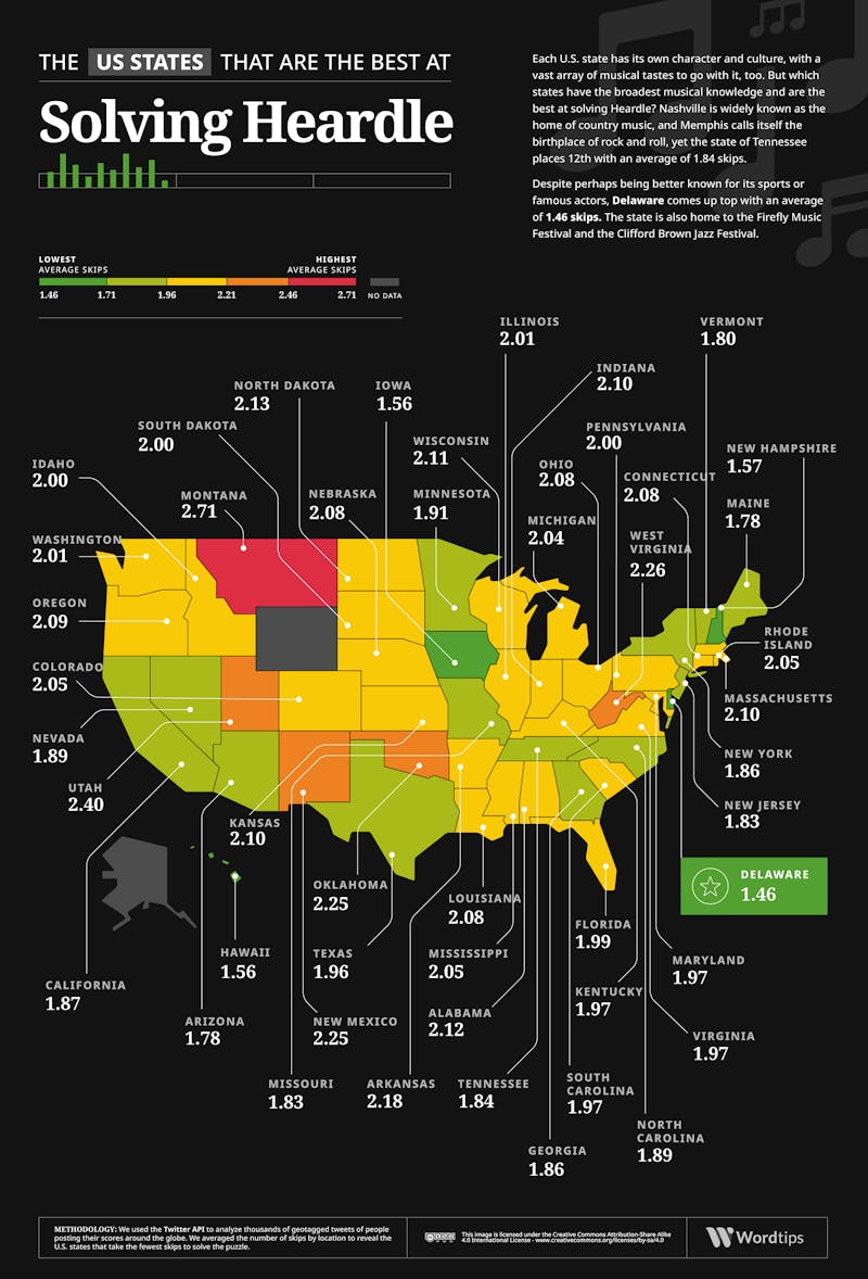 Heardle States Map Infographic