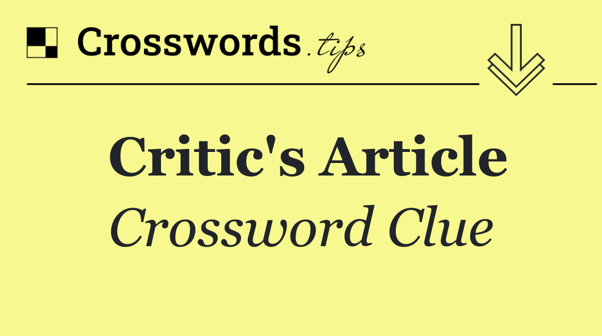 Critic's article