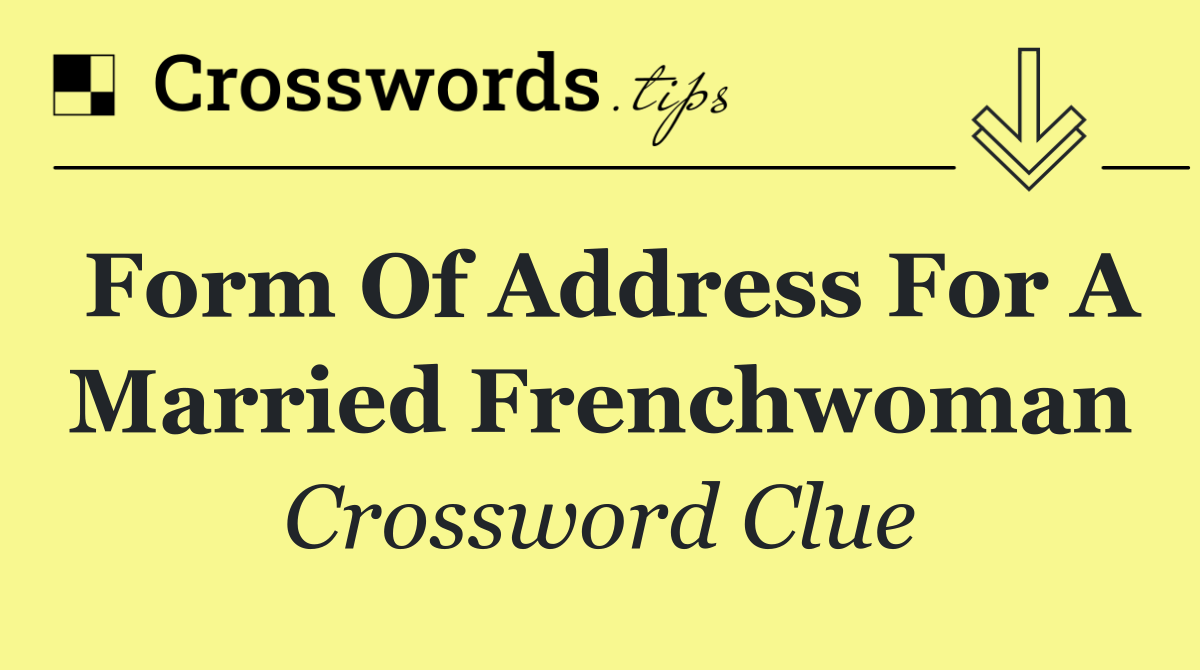 Form of address for a married Frenchwoman