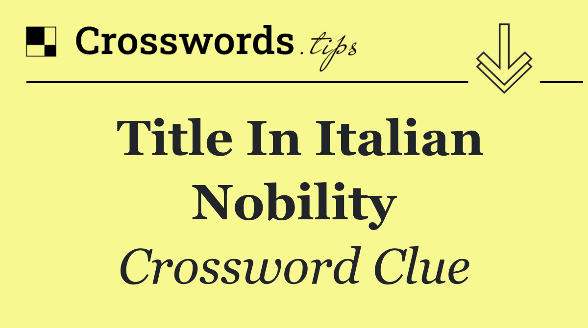 Title in Italian nobility