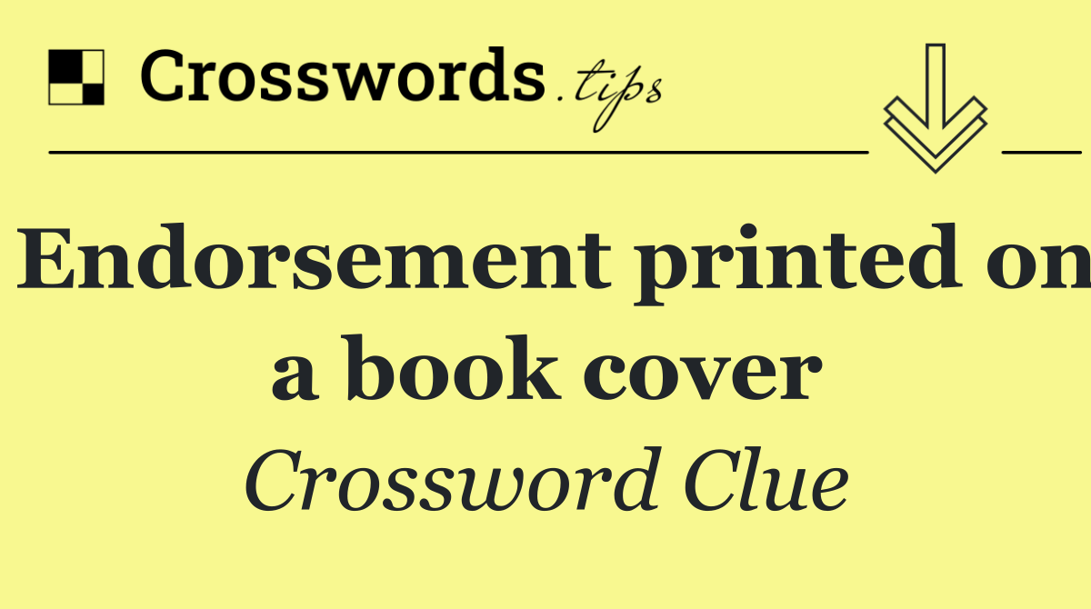 Endorsement printed on a book cover