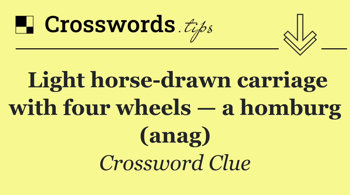 Light horse drawn carriage with four wheels — a homburg (anag)