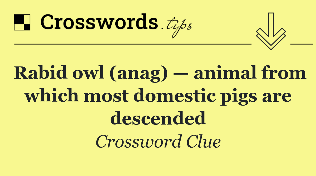 Rabid owl (anag) — animal from which most domestic pigs are descended