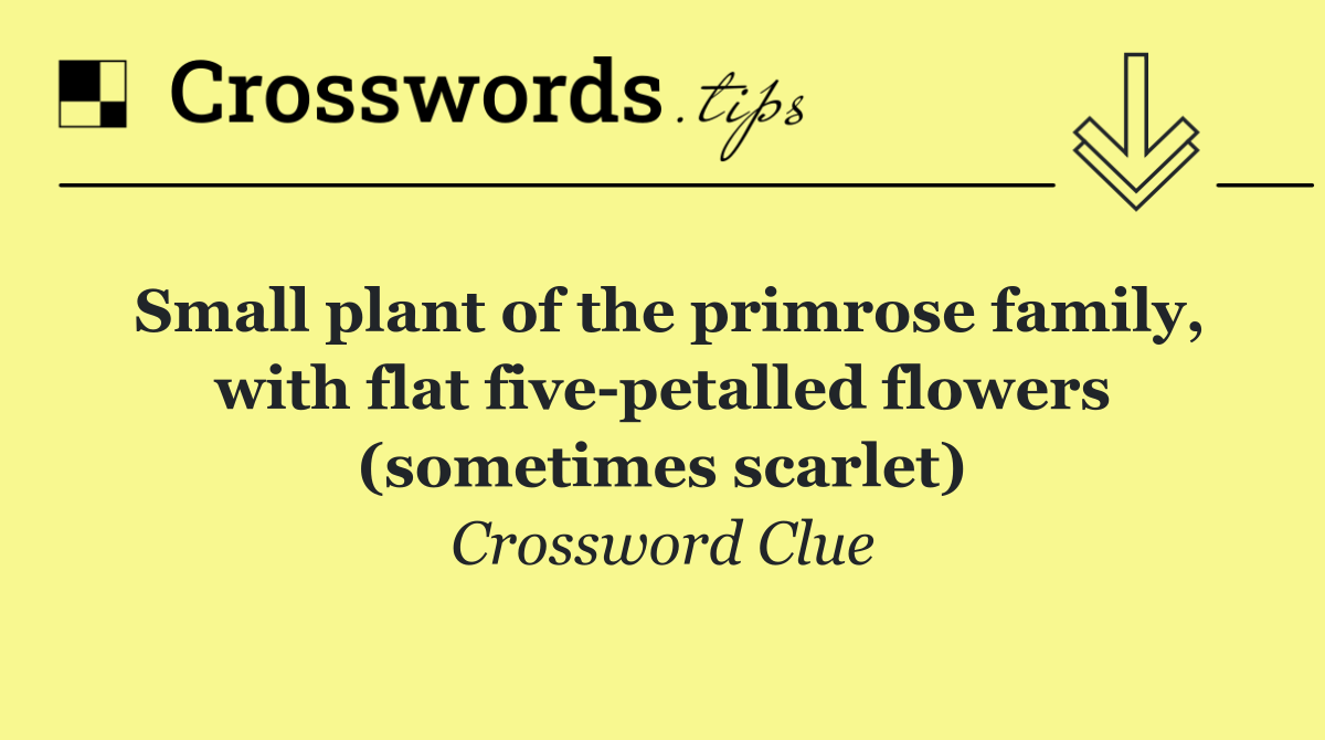 Small plant of the primrose family, with flat five petalled flowers (sometimes scarlet)