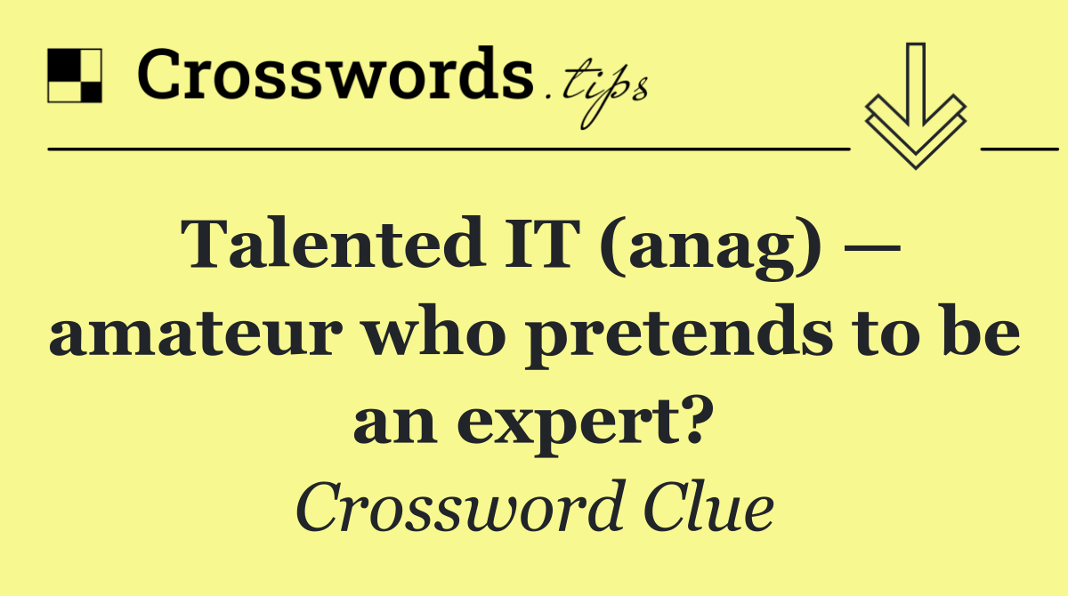 Talented IT (anag) — amateur who pretends to be an expert?