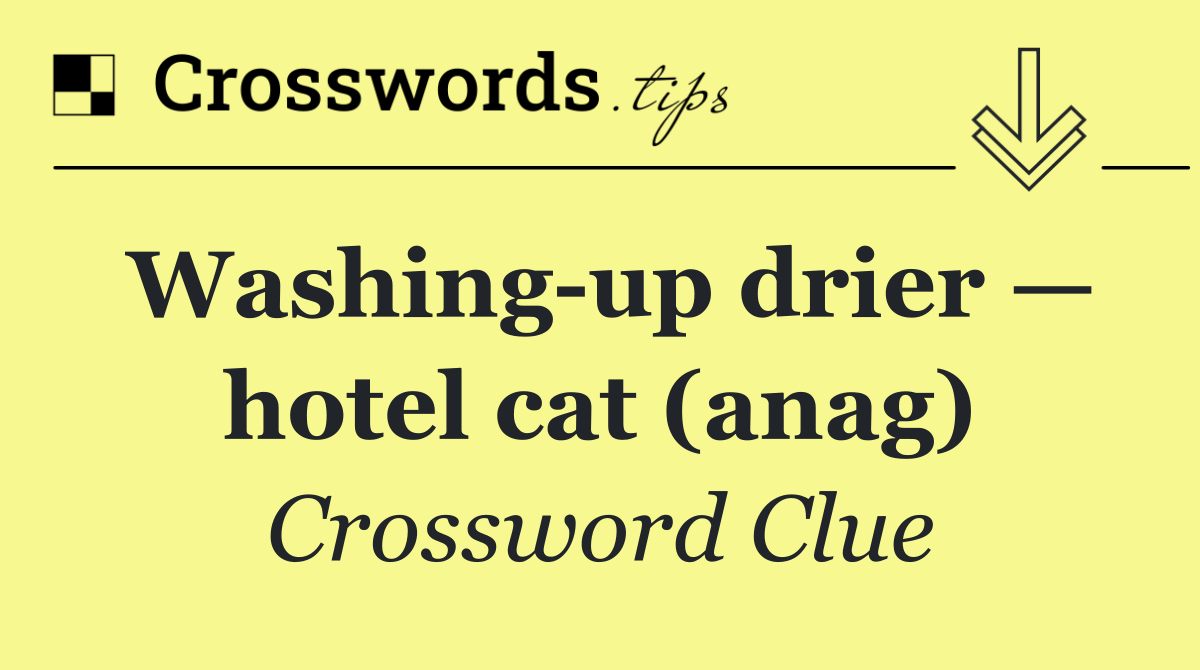 Washing up drier — hotel cat (anag)