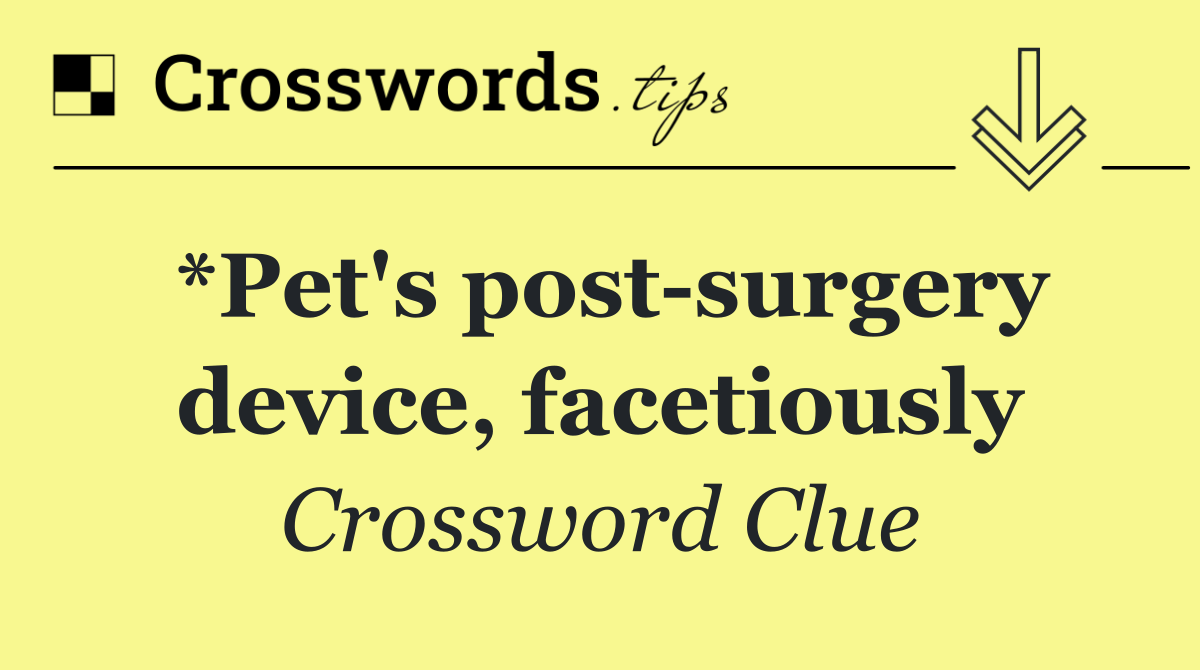 *Pet's post surgery device, facetiously