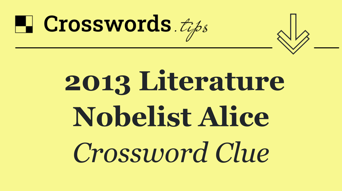 2013 Literature Nobelist Alice