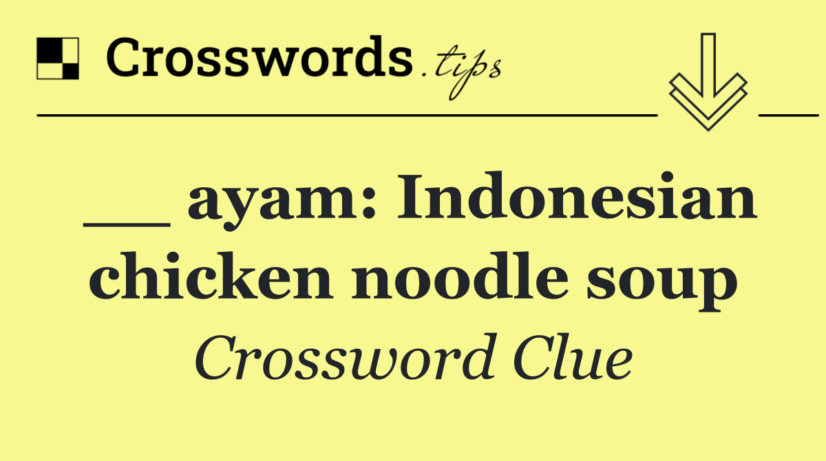 __ ayam: Indonesian chicken noodle soup