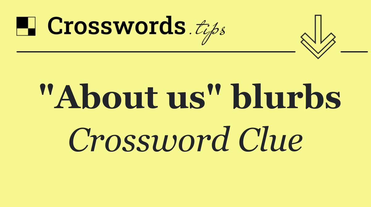 "About us" blurbs