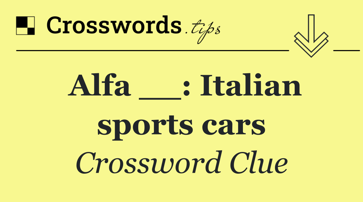 Alfa __: Italian sports cars