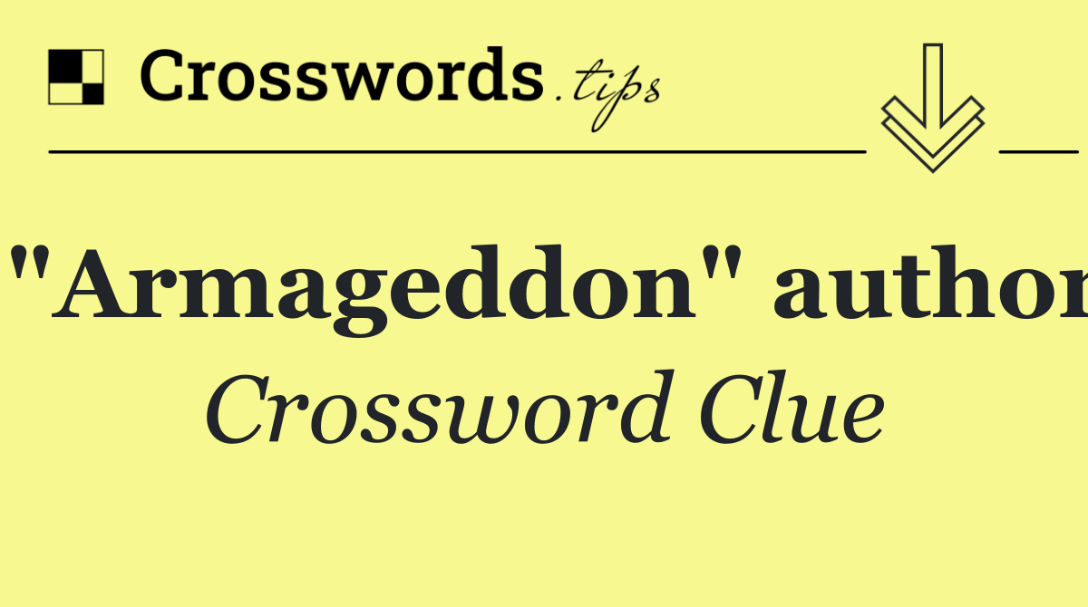 "Armageddon" author