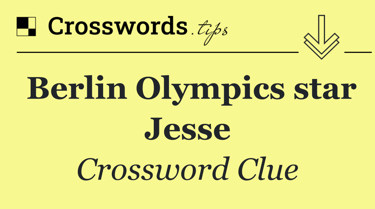 Berlin Olympics star Jesse