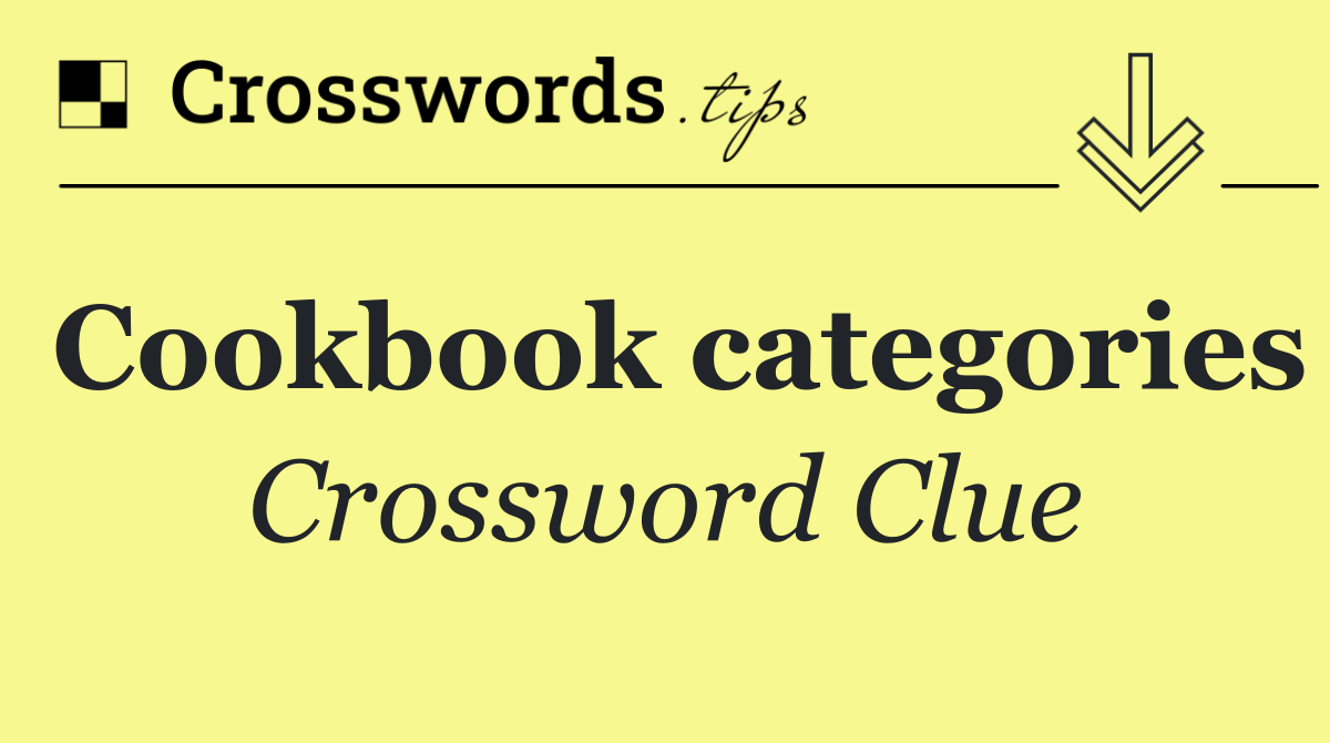 Cookbook categories