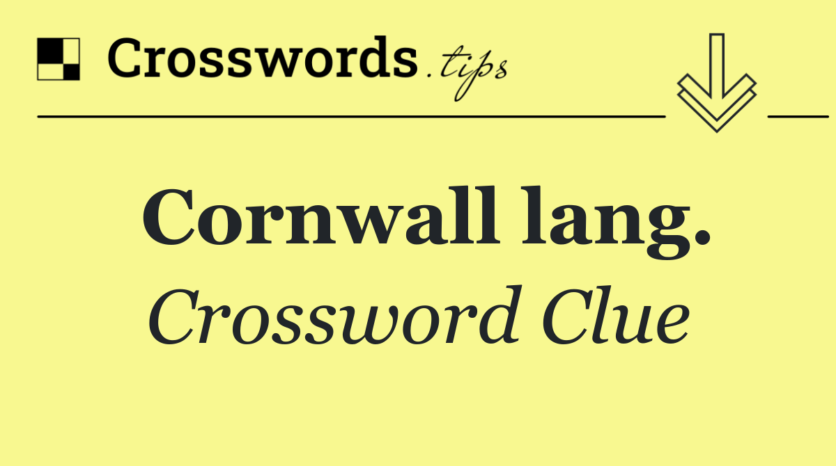 Cornwall lang.