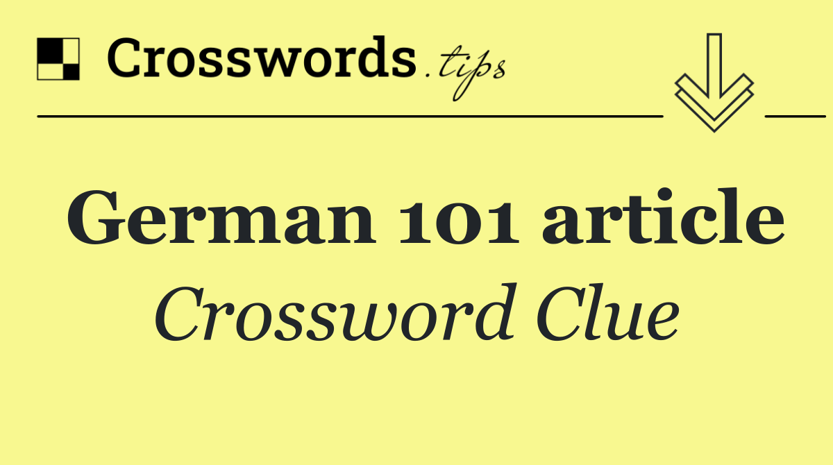 German 101 article