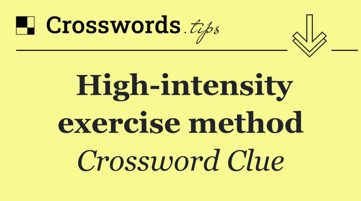 High intensity exercise method