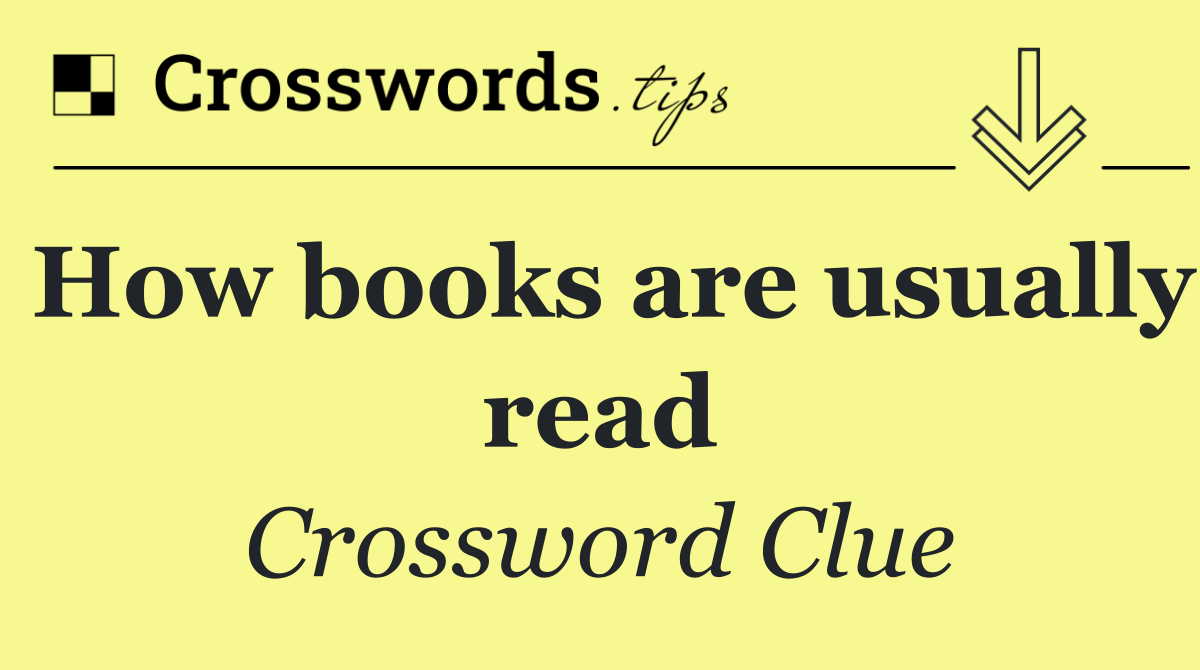 How books are usually read