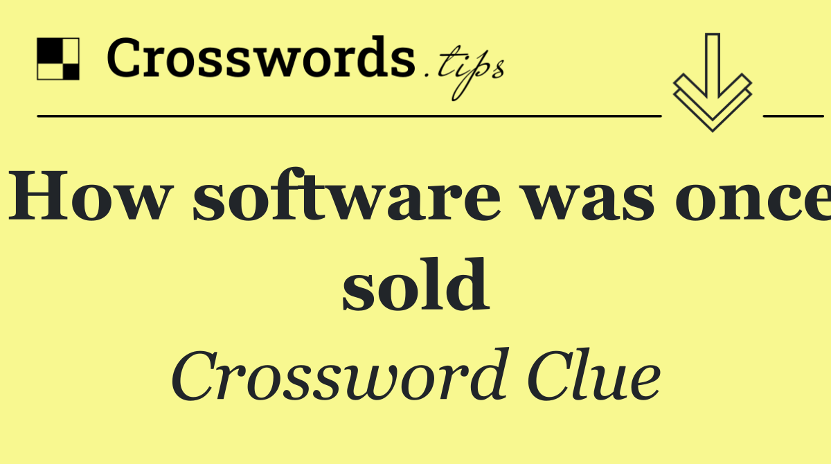 How software was once sold