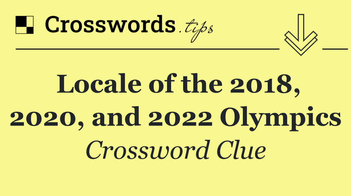 Locale of the 2018, 2020, and 2022 Olympics