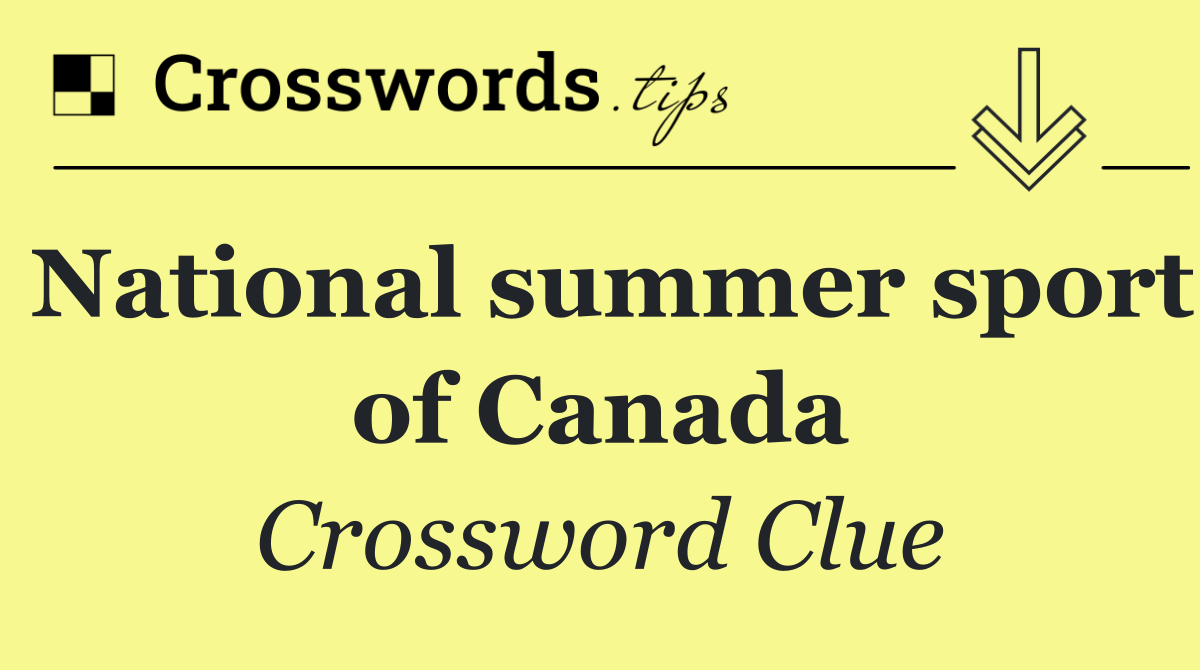 National summer sport of Canada