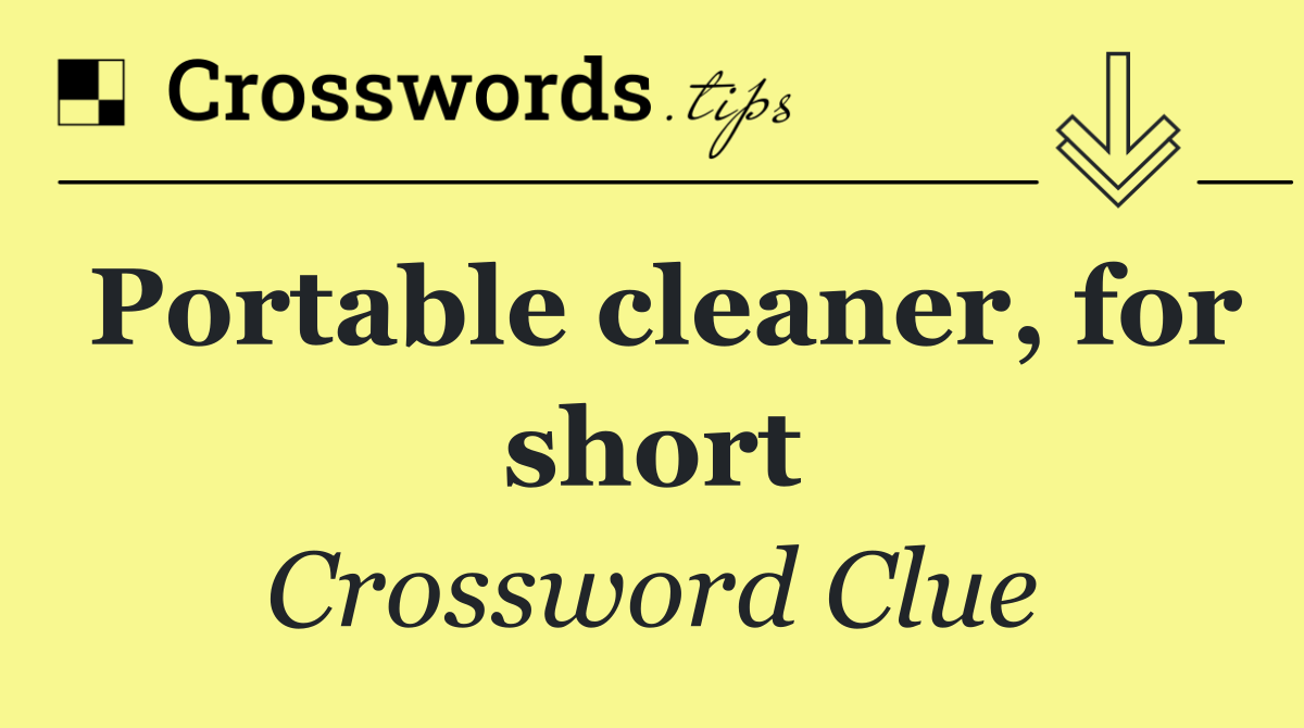 Portable cleaner, for short