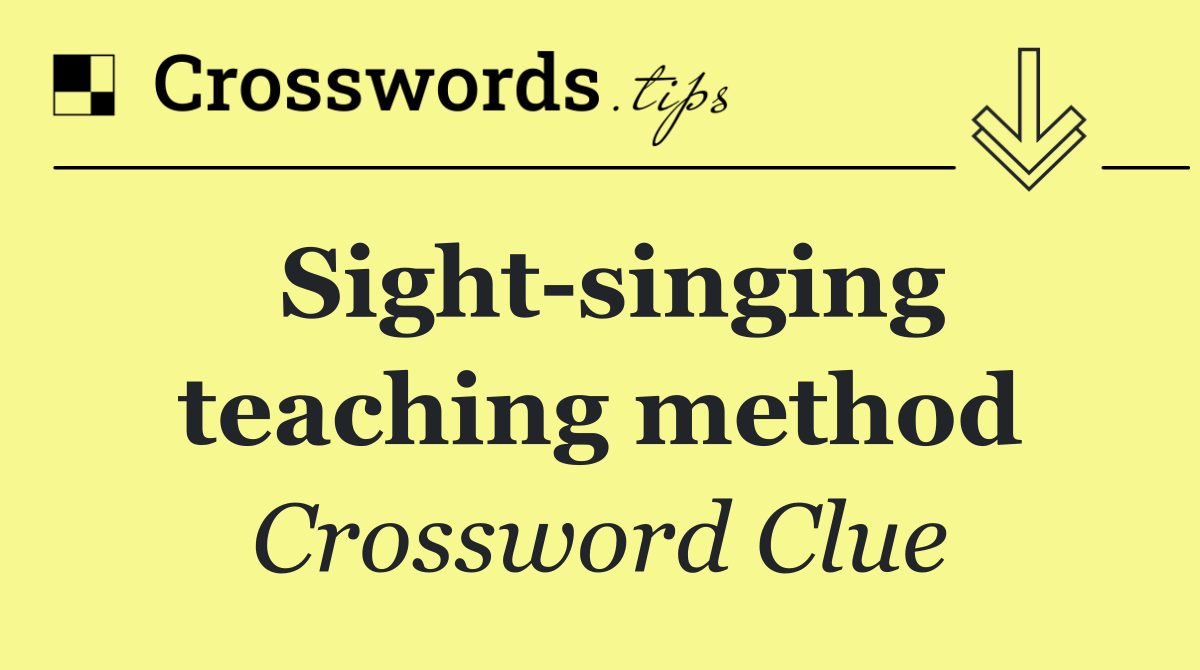 Sight singing teaching method