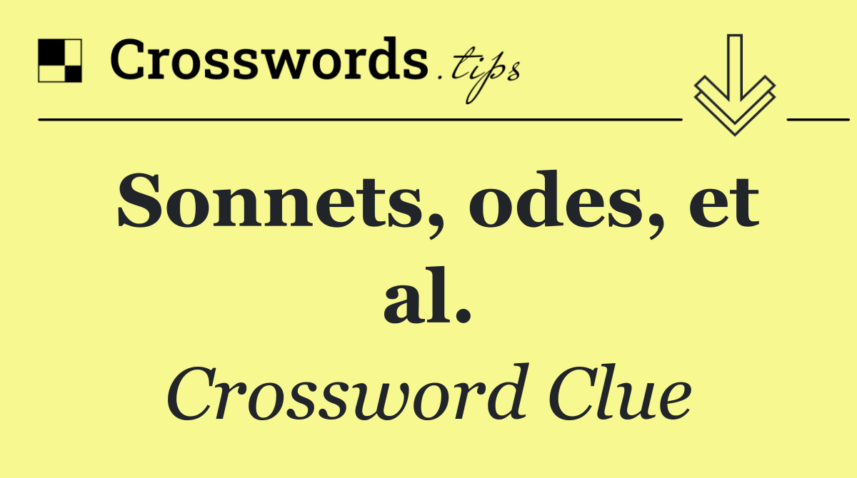 Sonnets, odes, et al.
