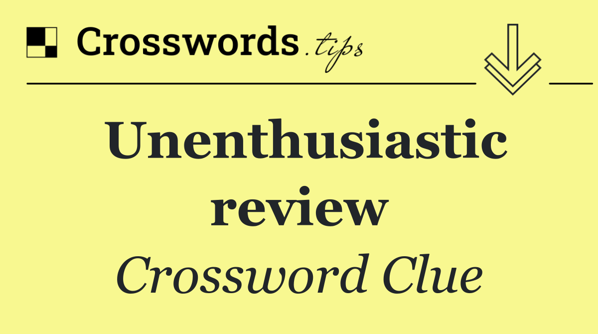 Unenthusiastic review