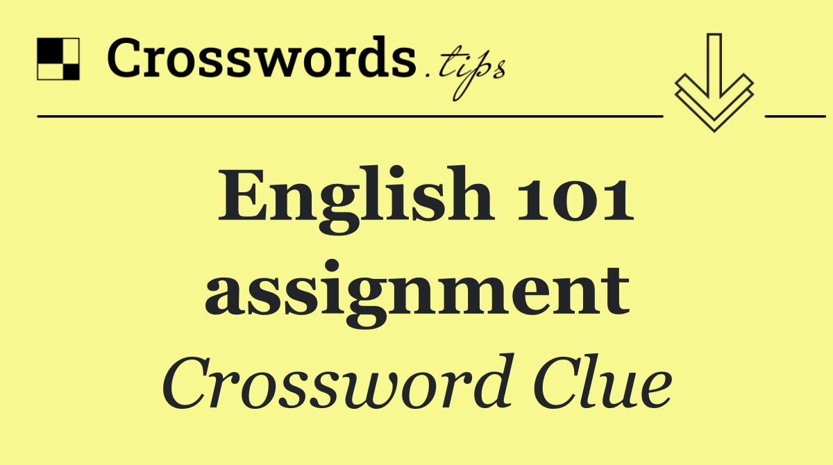 English 101 assignment