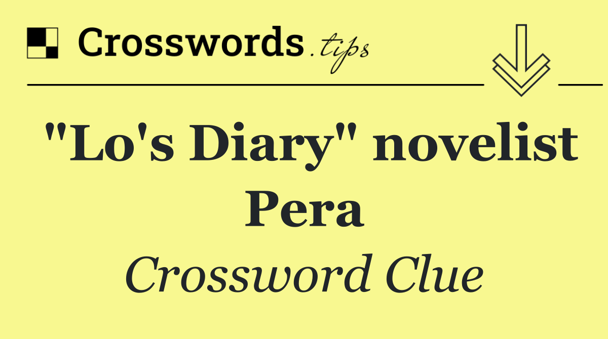 "Lo's Diary" novelist Pera