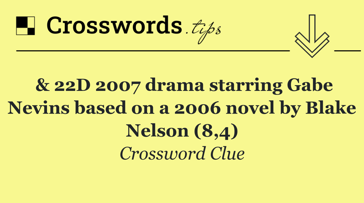 & 22D 2007 drama starring Gabe Nevins based on a 2006 novel by Blake Nelson (8,4)