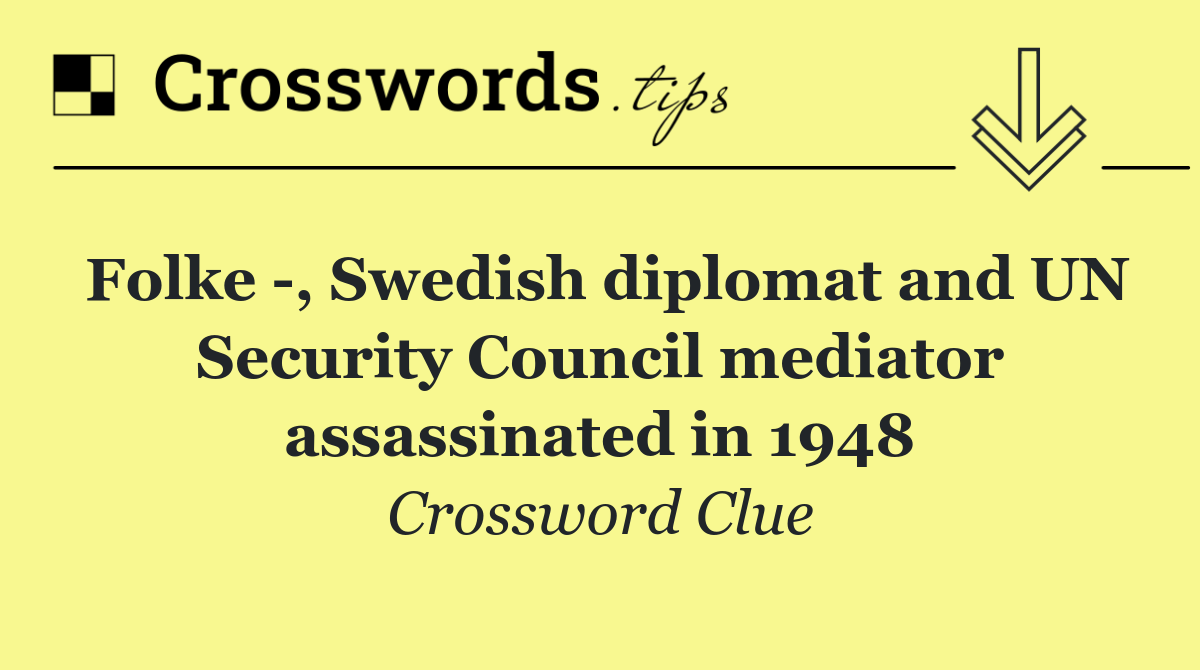 Folke  , Swedish diplomat and UN Security Council mediator assassinated in 1948