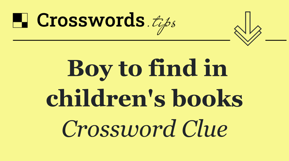 Boy to find in children's books