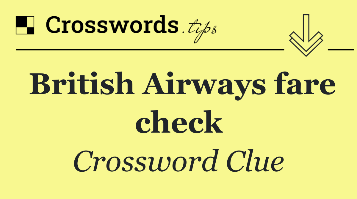 British Airways fare check