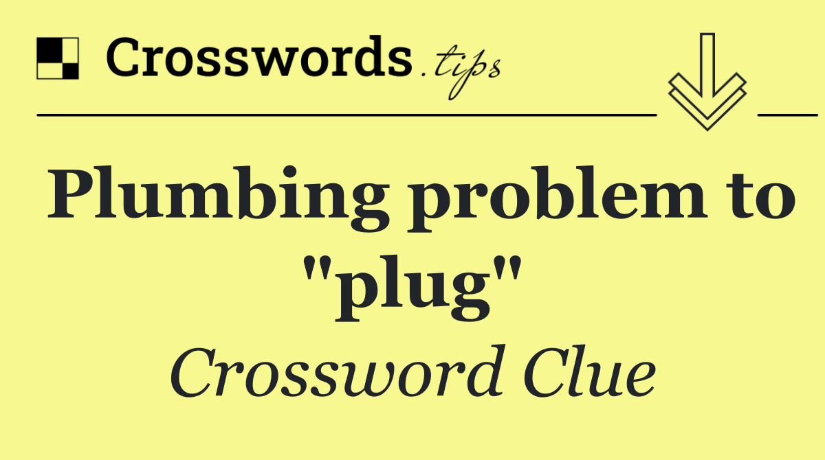 Plumbing problem to "plug"