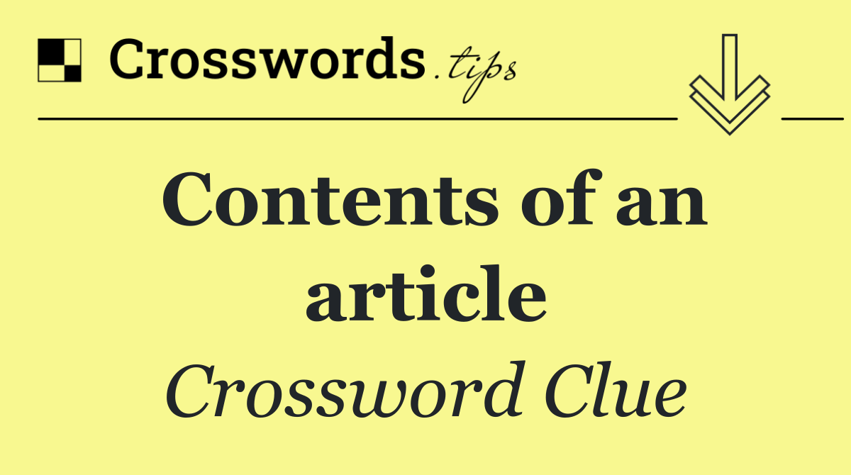 Contents of an article