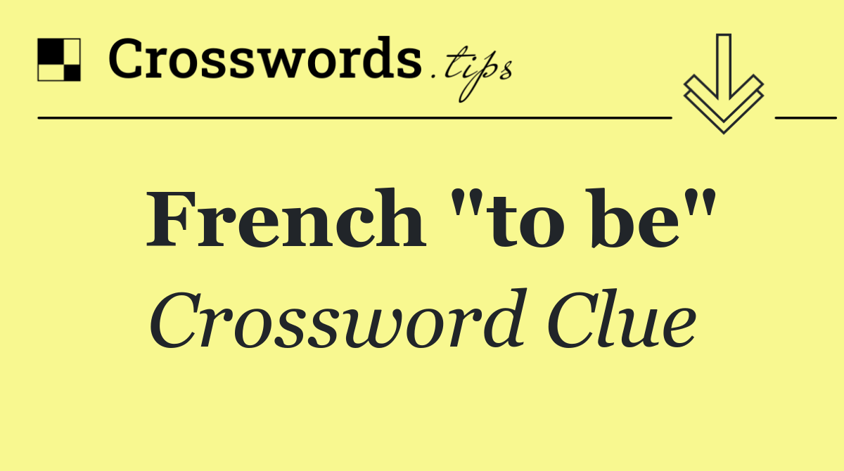 French "to be"