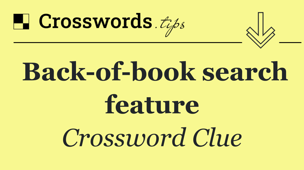 Back of book search feature
