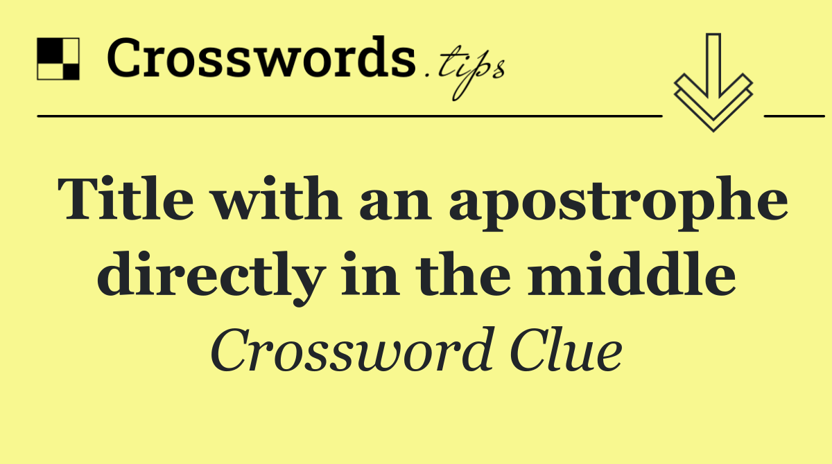 Title with an apostrophe directly in the middle